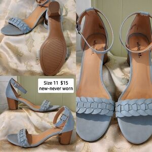 NEW Women's Blue Suede Dress Sandals Size 11